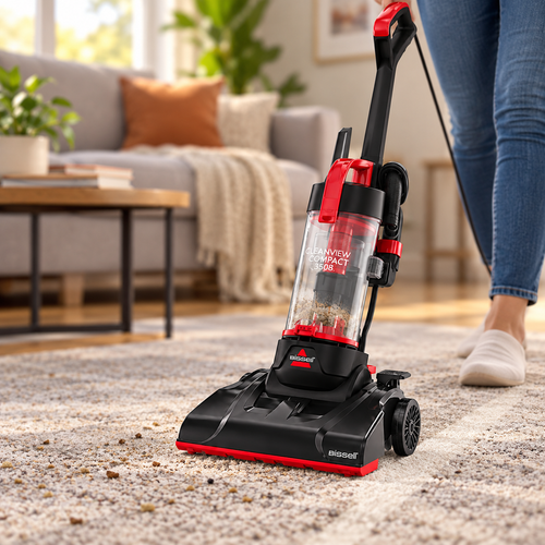 BISSELL CleanView Compact 3508 on a living room rug