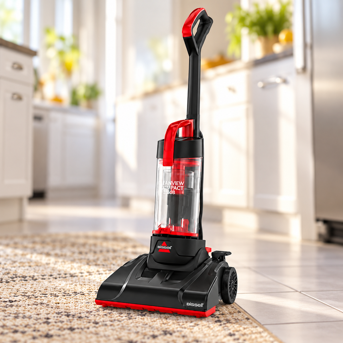 BISSELL CleanView Compact 3508 where kitchen tile meets a rug