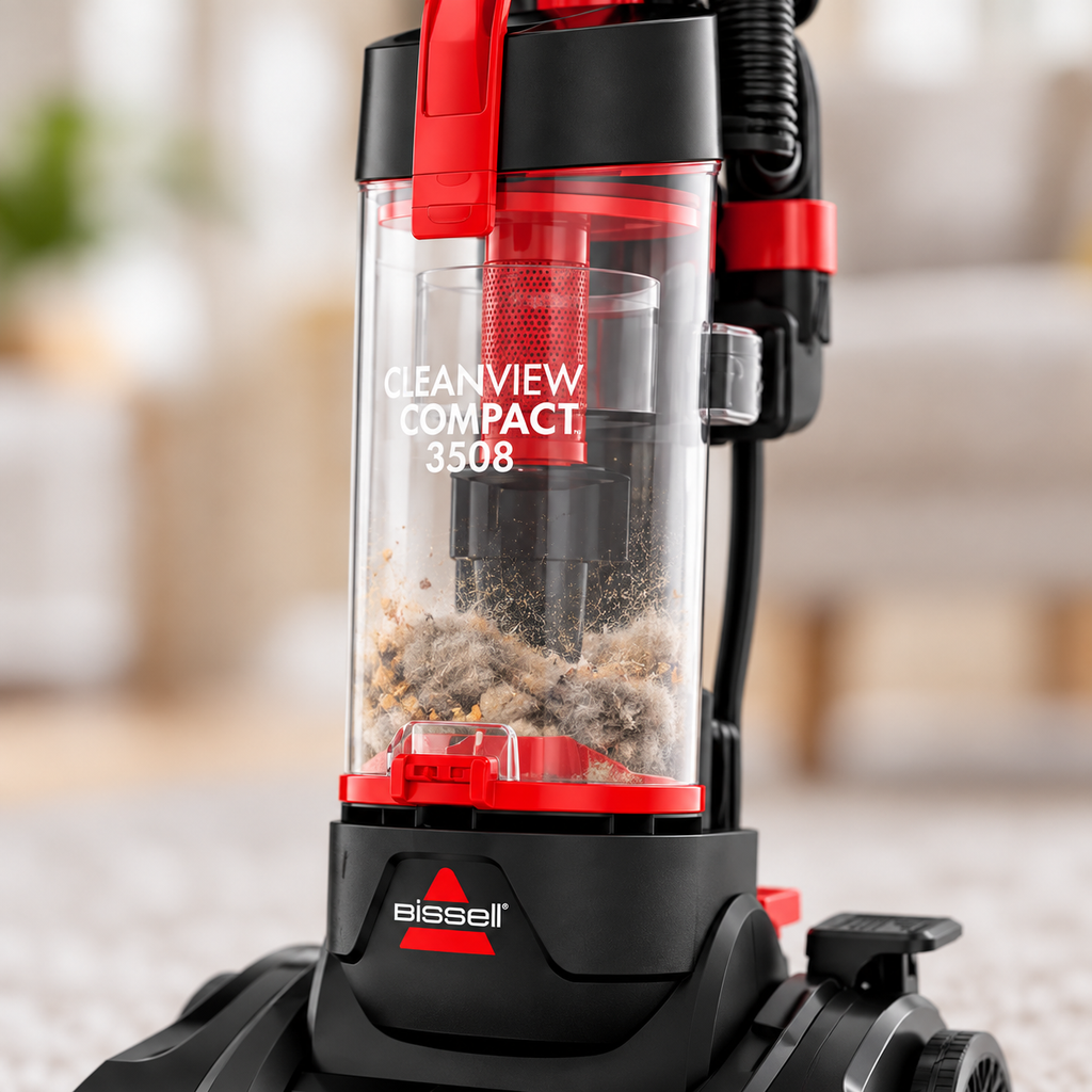 BISSELL CleanView Compact 3508 closeup of the dirt tank