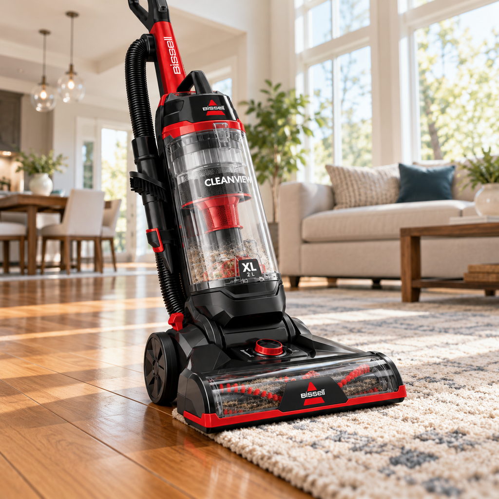 BISSELL CleanView 3533 crossing from hardwood onto a rug