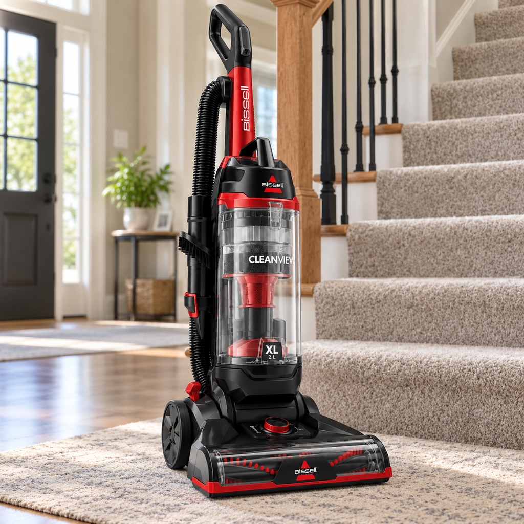 BISSELL CleanView 3533 at the foot of a staircase