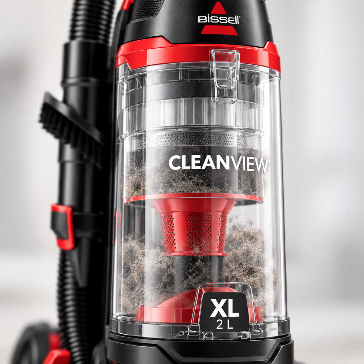 BISSELL CleanView 3533 closeup of the XL dirt tank