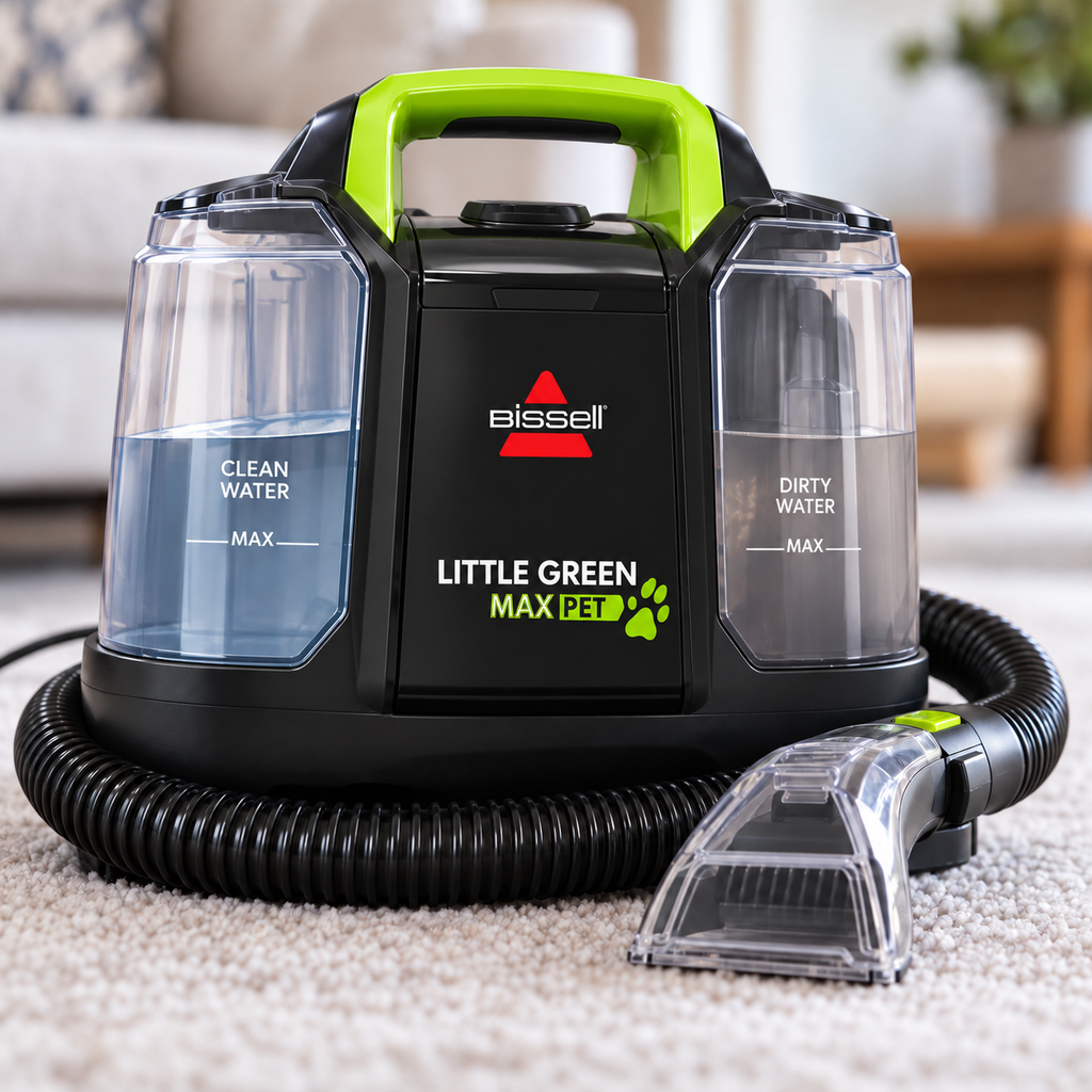 BISSELL Little Green Max Pet 3860 on a living room carpet