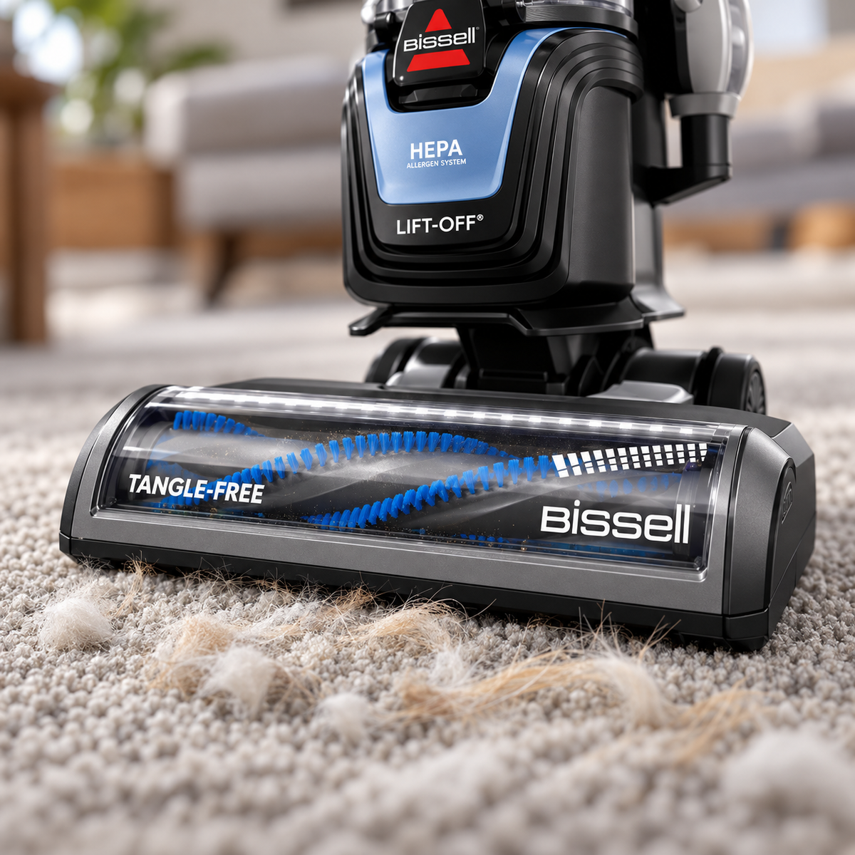 BISSELL Pet Hair Eraser 39883 closeup of the Tangle-Free floor head