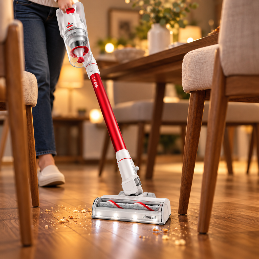 BISSELL PowerClean Swivel Head 4342 weaving around dining chair legs