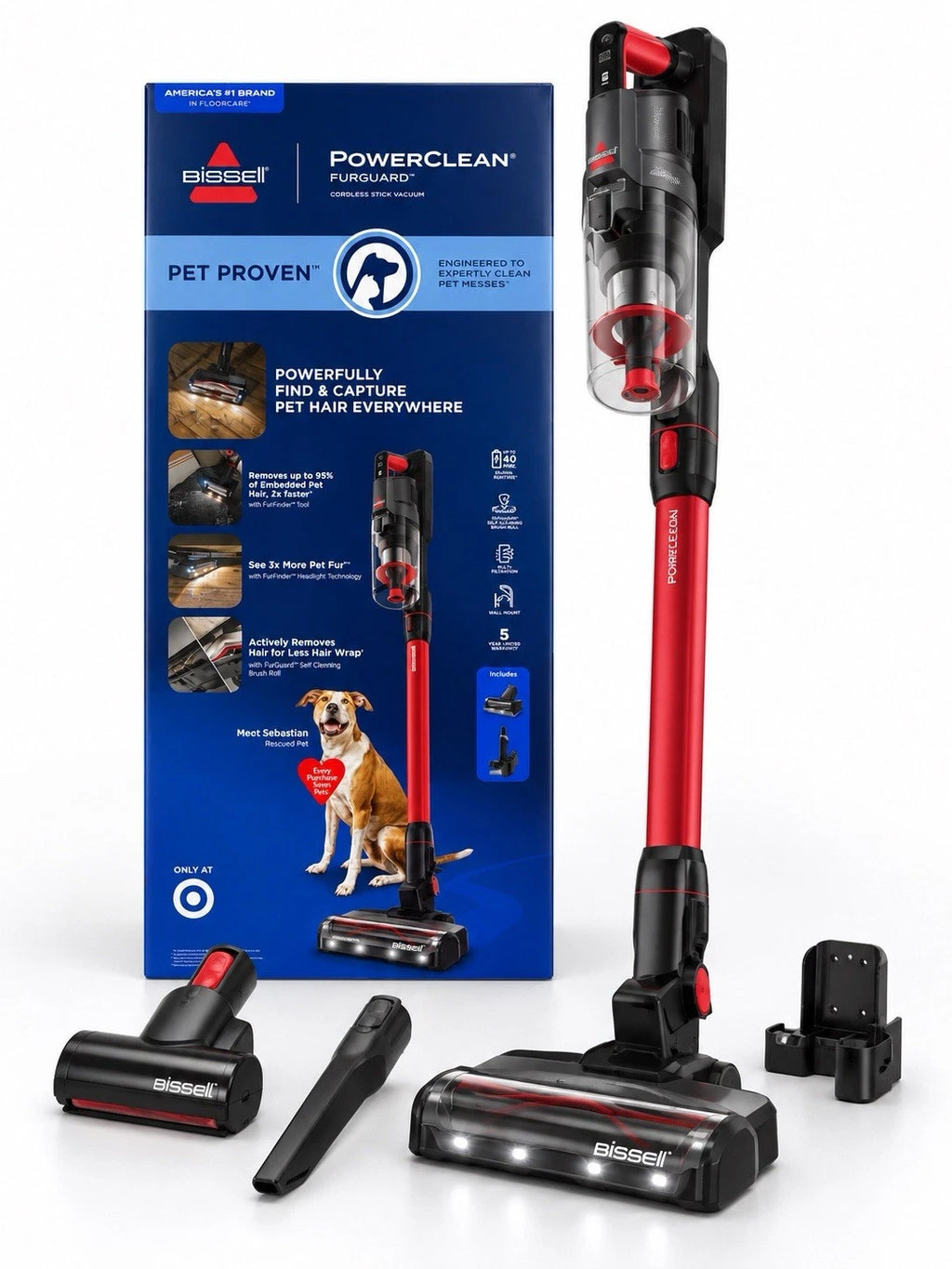 BISSELL PowerClean FurGuard Rechargeable Cordless Pet Stick Vacuum (4137)
